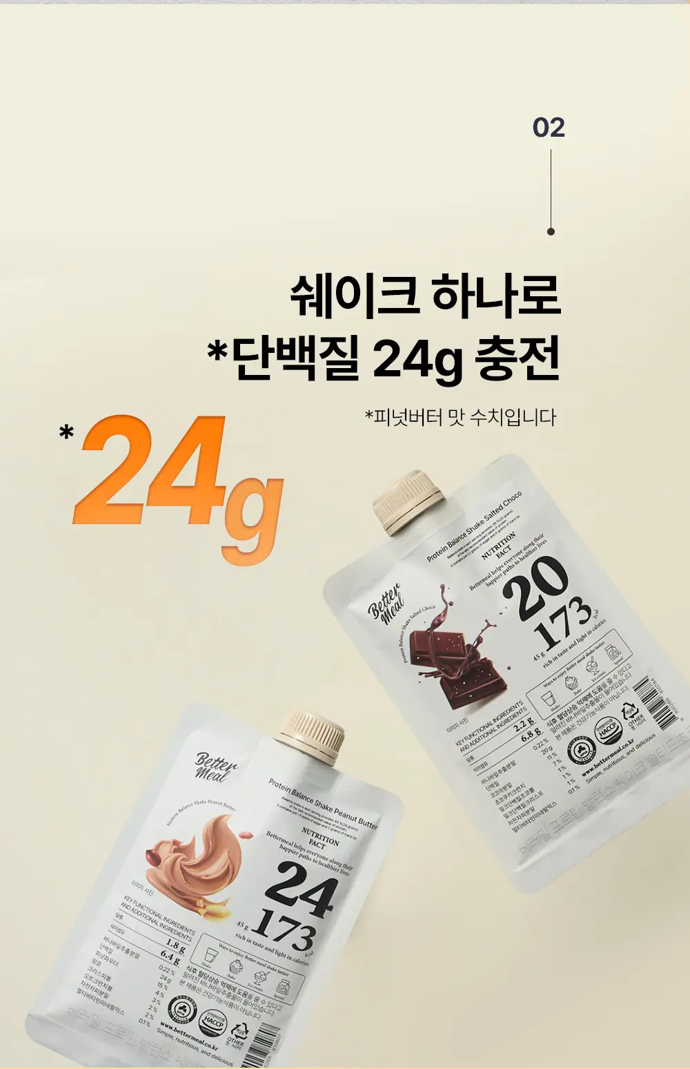 [NEW] 베러밀 프로틴 밸런스 쉐이크 45g 14개입 2종 택1 (솔티드초코/피넛버터) 상세페이지 11